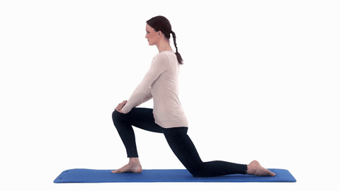 Half-kneeling hip flexor stretch demonstration