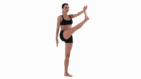 In-place straight-leg kick demonstration